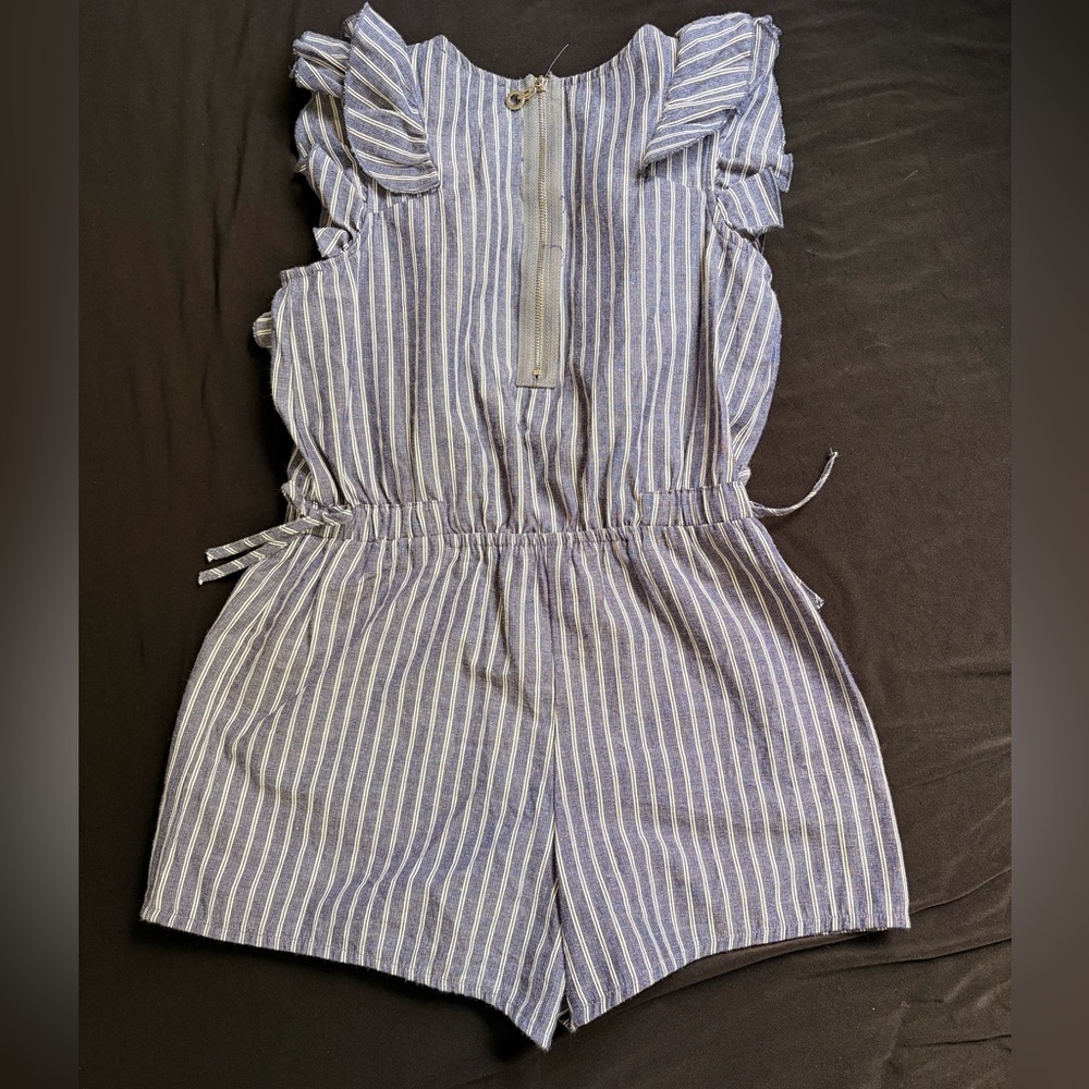 Sara Sara Blue and White Striped Kids One Piece - Picture 2 of 3